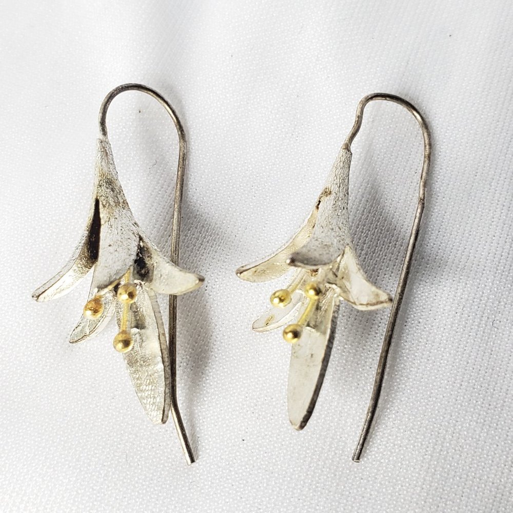 Sterling Silver Hanging Flower Earrings